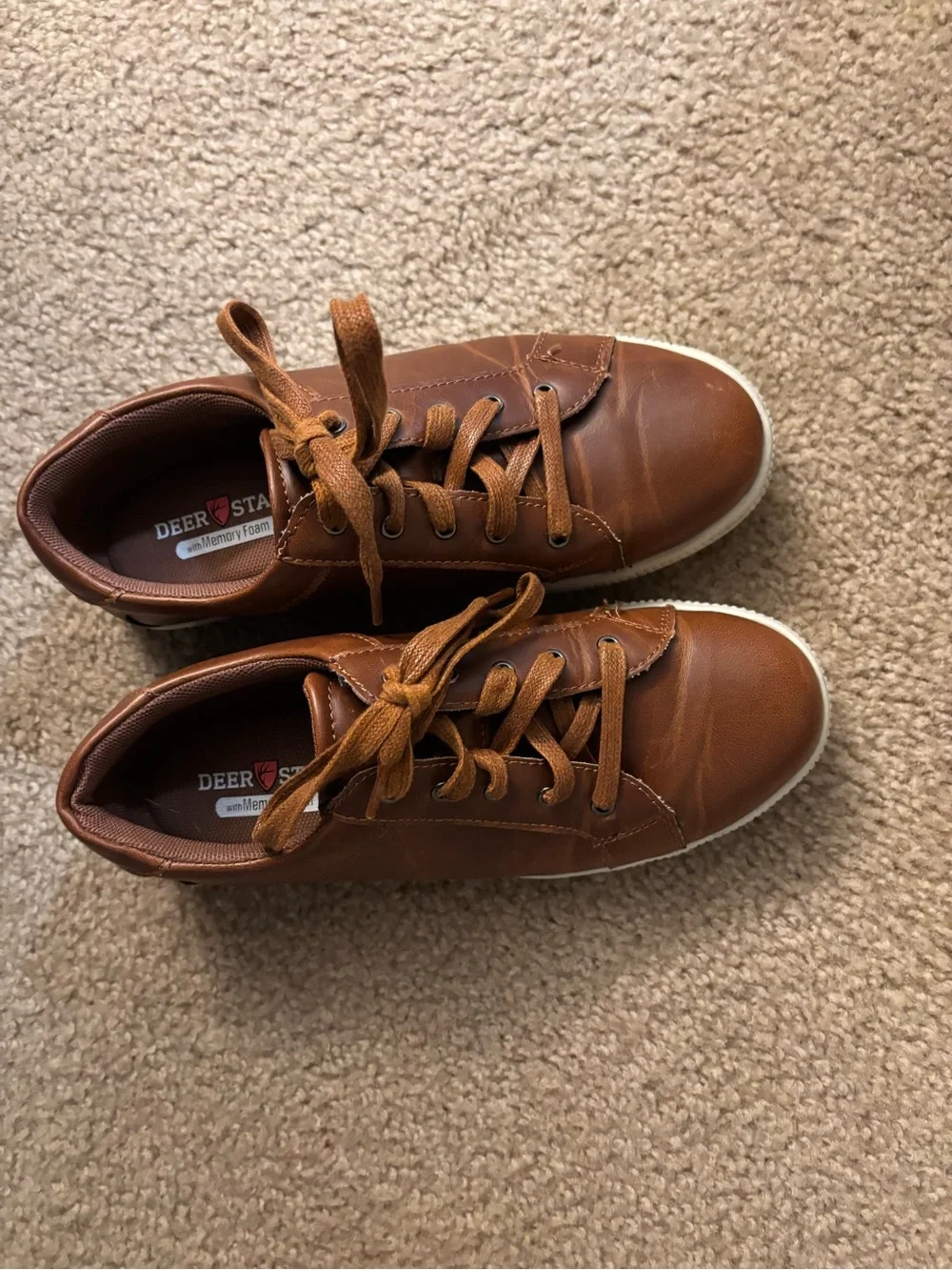 Deer Stags Boys Tan Brown Lace-Up Casual Sneakers